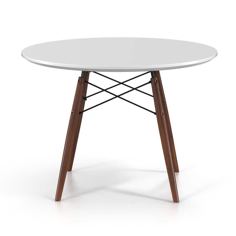 Parisian 32" Round Dining Table - White / Walnut Legs