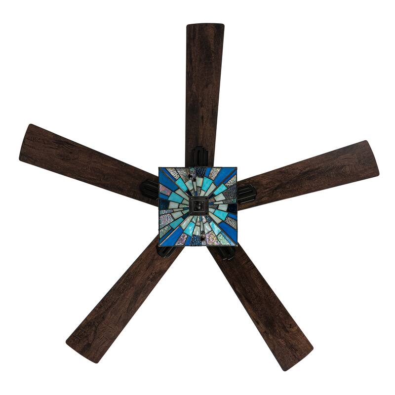 Reid River of Goods 5-blade 52-inch Indoor Tiffany-style Ceiling Fan with Shade and Remote Control