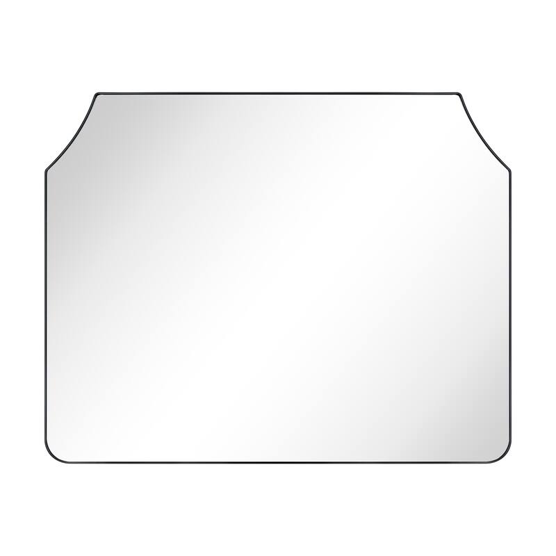 TEHOME Nana Arched Metal Framed Fireplace Mirror for Bathroom or Living Room - 32" x 40" - Black