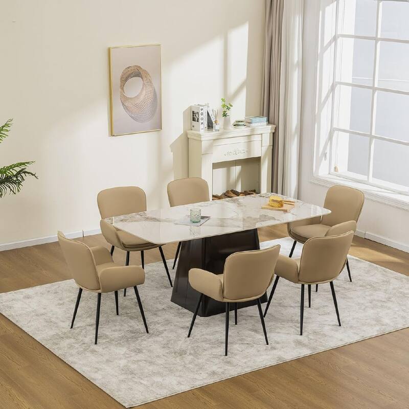 Set of 2 Cat-Scratch Resistant Dining Chairs with Gold Metal Legs