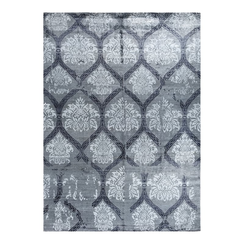 Modern One-of-a-Kind Hand-Knotted Area Rug - Gray, 9' 2" x 12' 5" - 9' 2" x 12' 5"