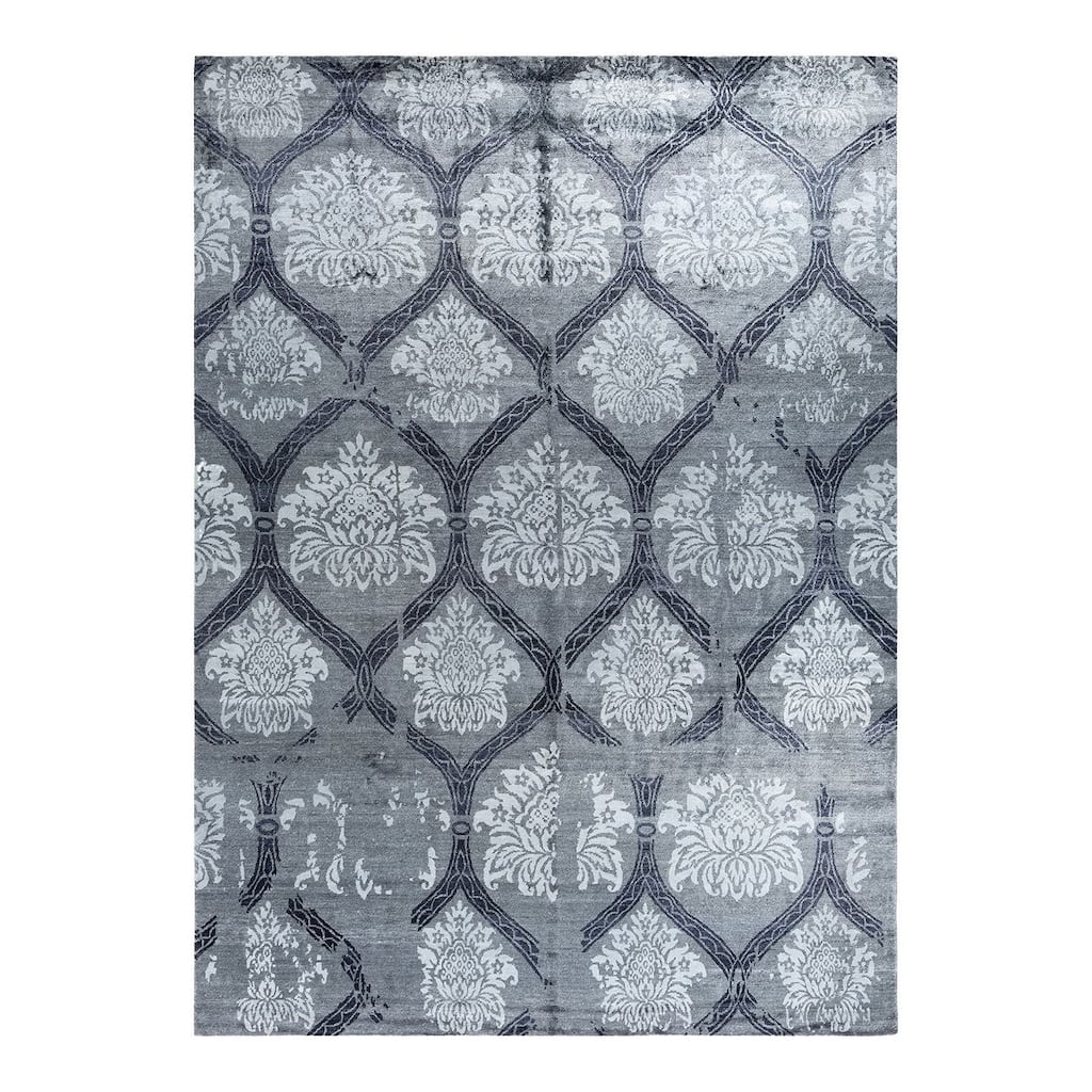 Modern One-of-a-Kind Hand-Knotted Area Rug - Gray, 9' 2" x 12' 5" - 9' 2" x 12' 5"