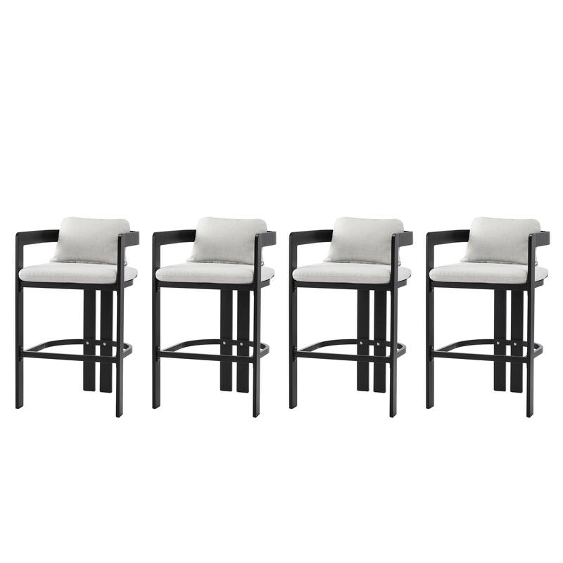 Christopher Knight Home - Pula Outdoor Modern Aluminum Counter Stools - Bar Chairs with Fade-Resistant Cushions