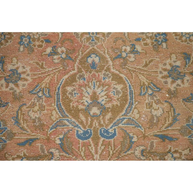 Hand Knotted Oriental 100% Wool Carpet Traditional Floral Oranges & Rust Kashan Area Rug - 9' 11'' X 6' 3''