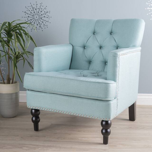 Malone Tufted Back Fabric Club Chair by Christopher Knight Home - 28.00 L x 29.50 W x 33.50 H - Light Blue