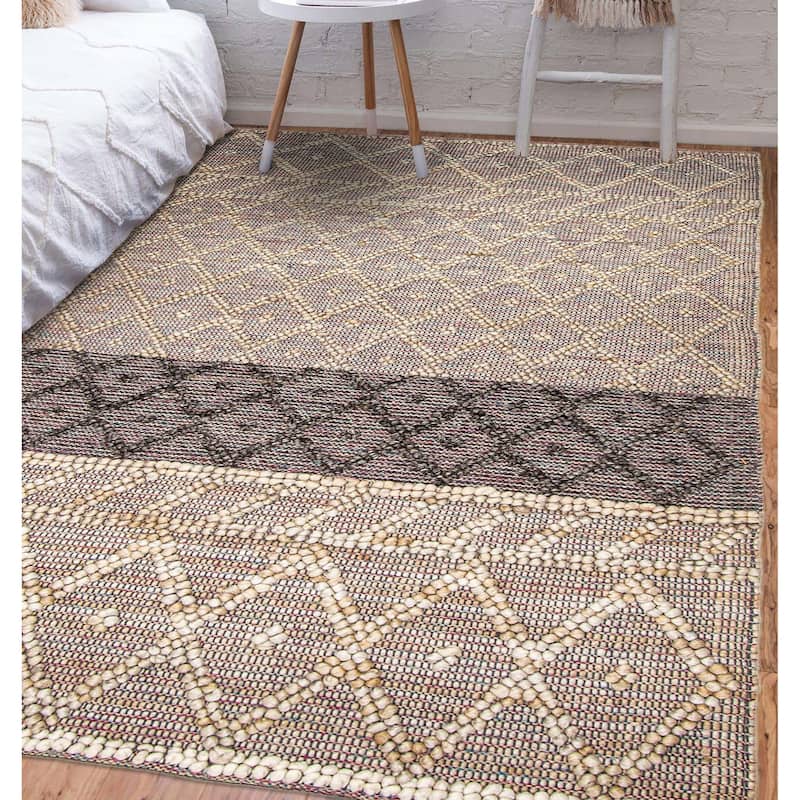 ECARPETGALLERY Braid weave Sienna Grey Wool Rug - 5'0 x 8'2