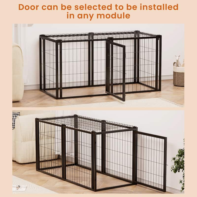 Black Metal Dog Cage Crate for Small and Medium Dogs with Divider and Top Safety Cover