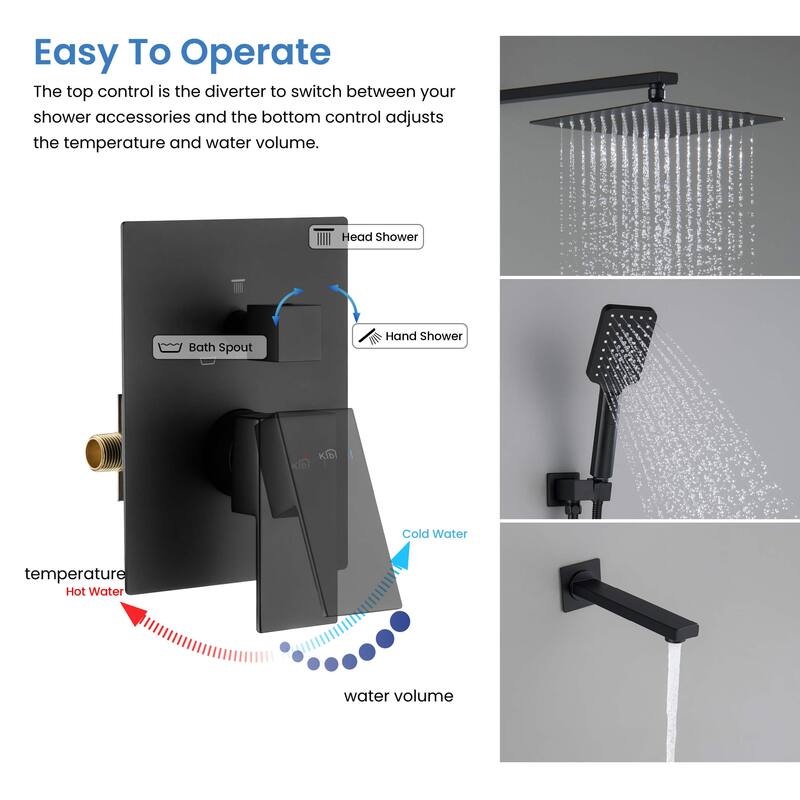 Cube Pressure Balanced 3-Function Shower System with Rough-In Valve