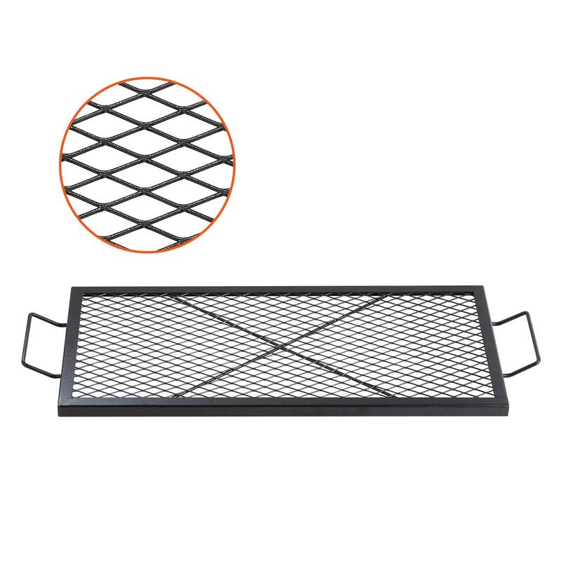 Anmytek X Marks Fire Pit Grill Grate with Handle 32 Inch - Black