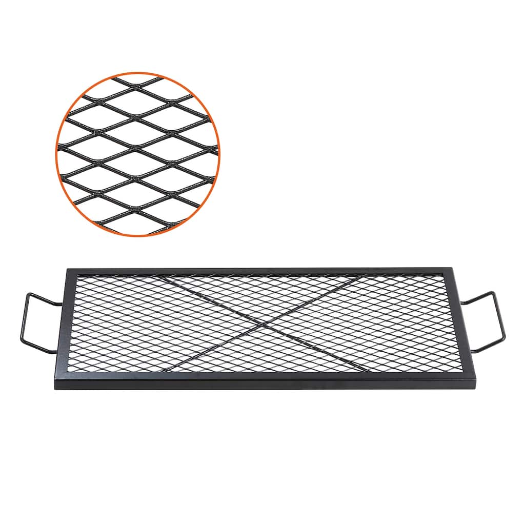 Anmytek X Marks Fire Pit Grill Grate with Handle 32 Inch