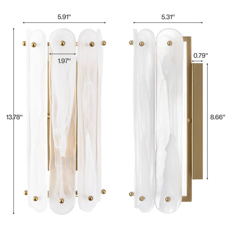 2-Light Modern Brass Gold Wall Sconce（set of 1)