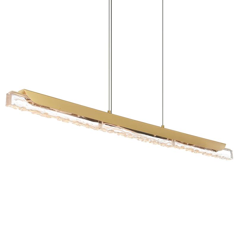 Valira Integrated LED 48in Brass Chandelier with Handcrafted Glass