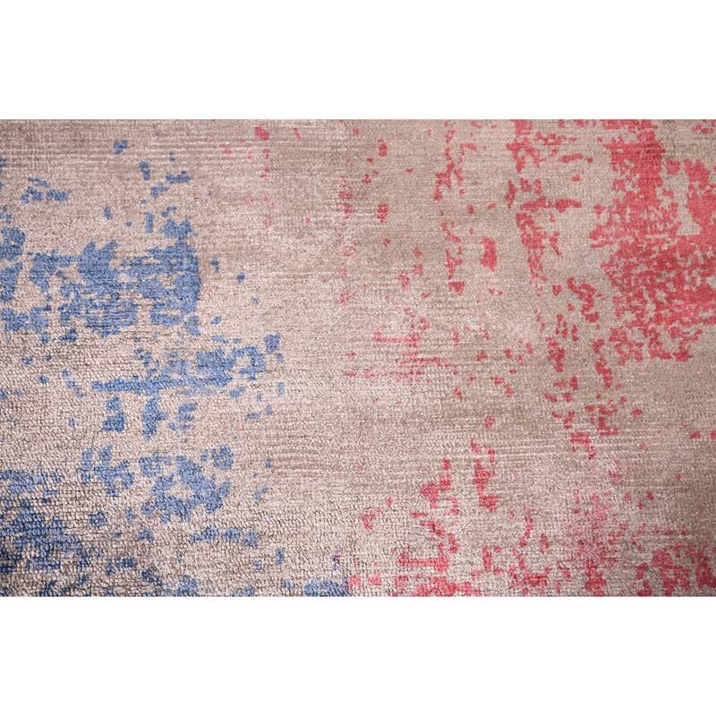 Contemporary Indian Area Rug Handmade Abstract Wool Carpet - 6'7" x 9'8"