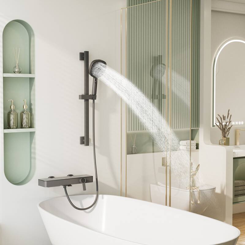 Modland Bathtub Faucet 2-Function Shower System with 3 Modes Handheld Shower,Height Adjustable Shower Slide Bar