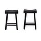 preview thumbnail 2 of 4, Bianca Counter Stool Set of 2, Saddle Seat, Farmhouses Black Solid Wood