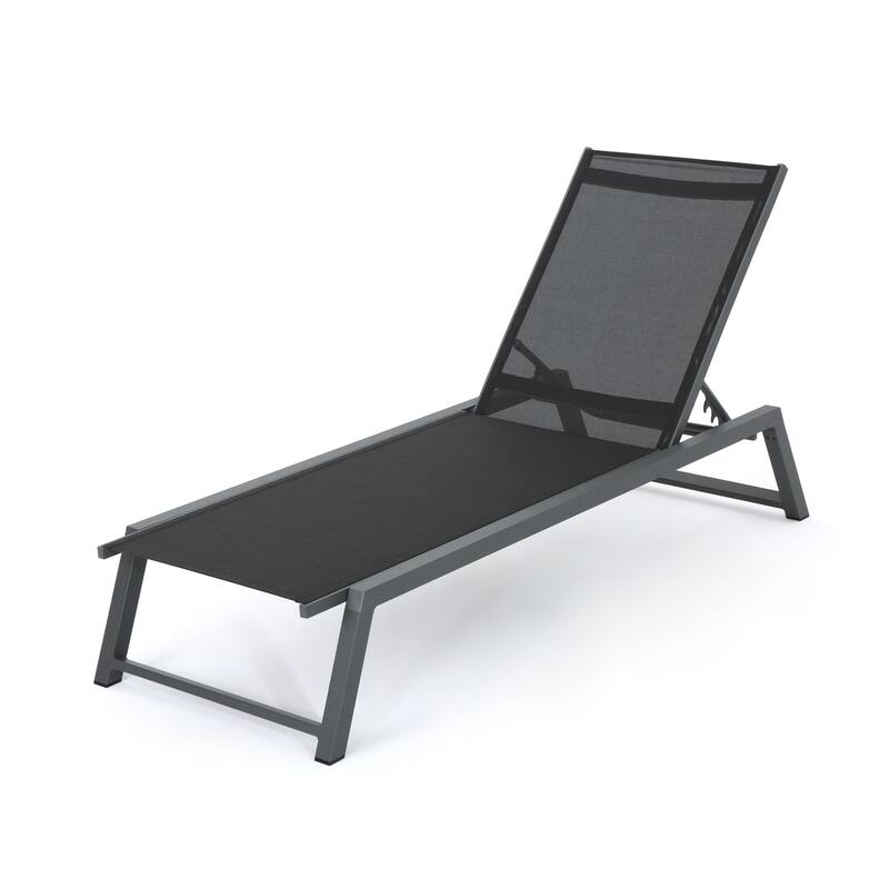 Set of 2 Outdoor Mesh Chaise Lounges Sun Lounges Chair With Adjustable Backrest for Patio Poolside Beach