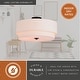 preview thumbnail 4 of 10, Burnaby White Linen Semi-flush Drum Ceiling Light