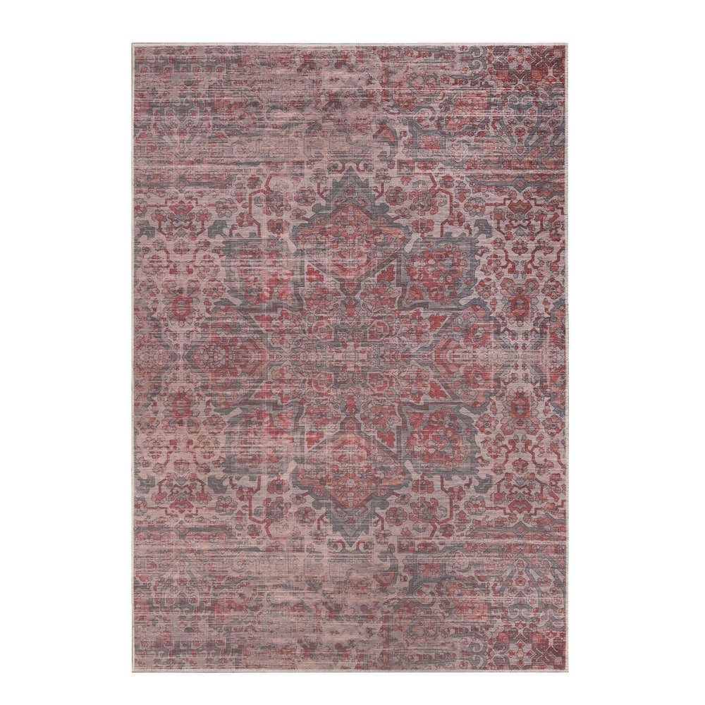 Superior Manakin Vintage Medallion Washable Non-Slip Indoor Area Rug