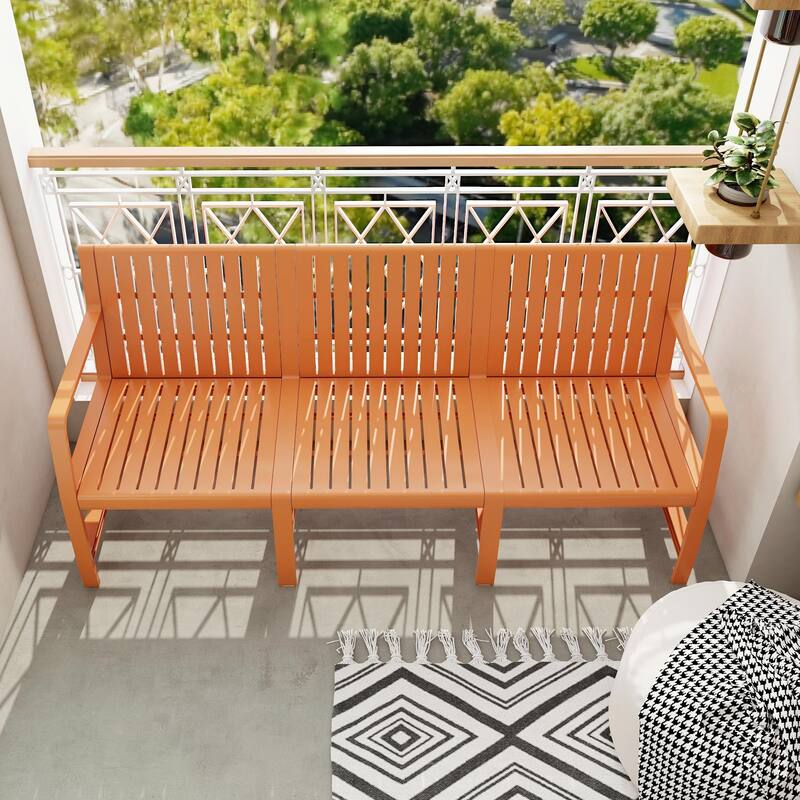 Space-Saving Patio Furniture Set with UV-Resistant Fabric - Brown - 3-Seater Sofa