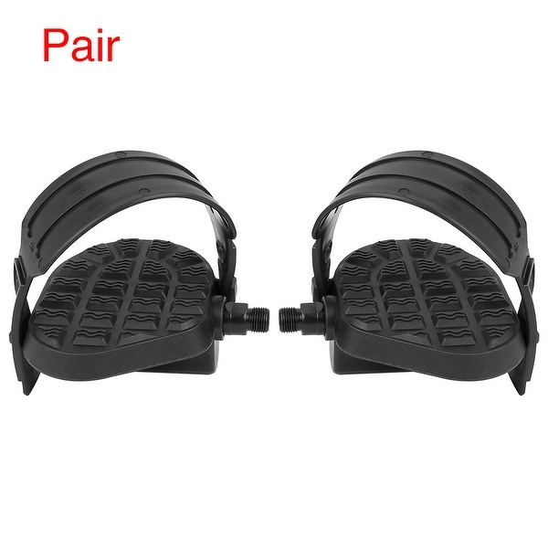 Pair Road Mountain Bike Pedals 9/16'' Spindle Platform Non Slip w Belts Strap - Black. Opens flyout.