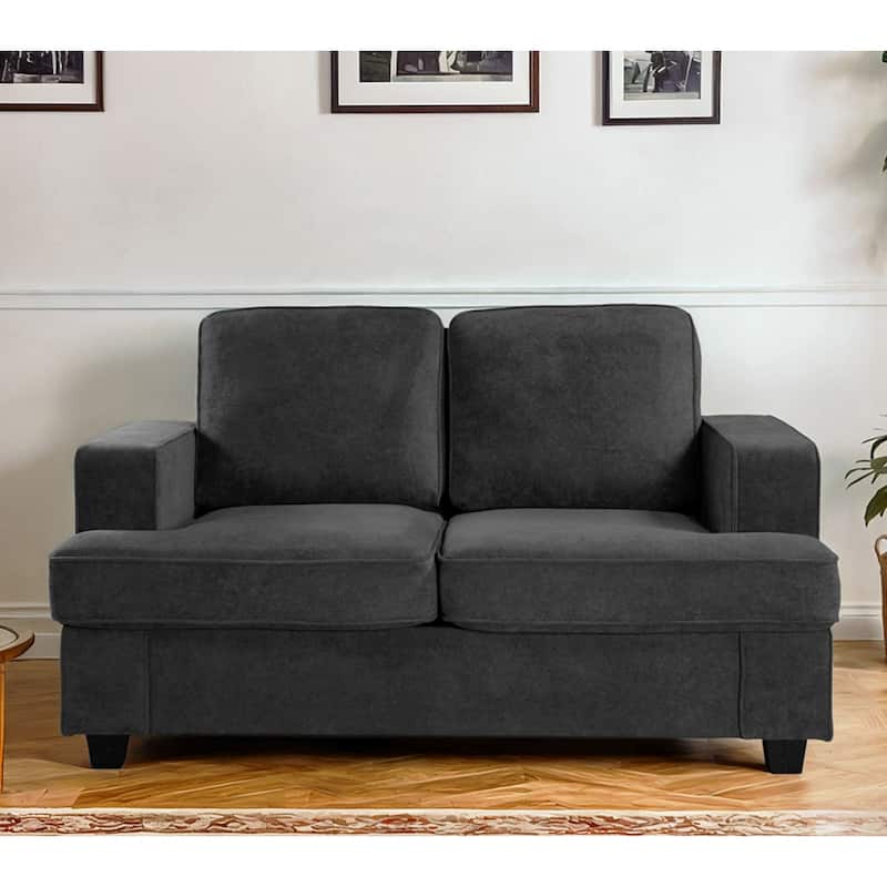 Modern Velvet Loveseat - Black