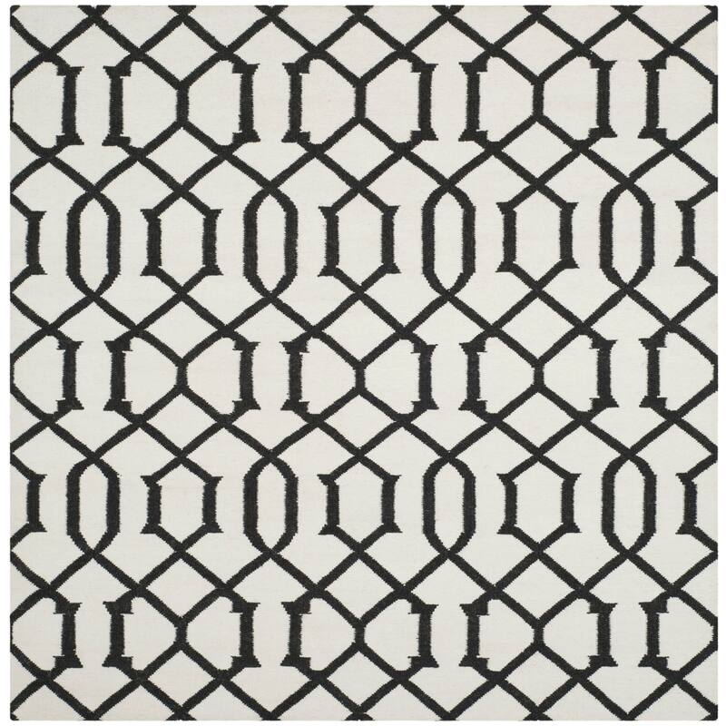 SAFAVIEH Handmade Flatweave Dhurries Safije Modern Moroccan Wool Rug - 6' Square - Ivory/Charcoal