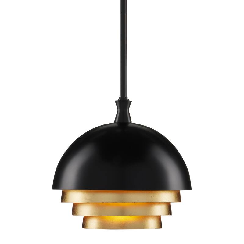 Currey & Company Salviati Medium Black & Gold Pendant - 16.25"h x 9.75"dia - 16.25"h x 9.75"dia - Black/Gold Leaf