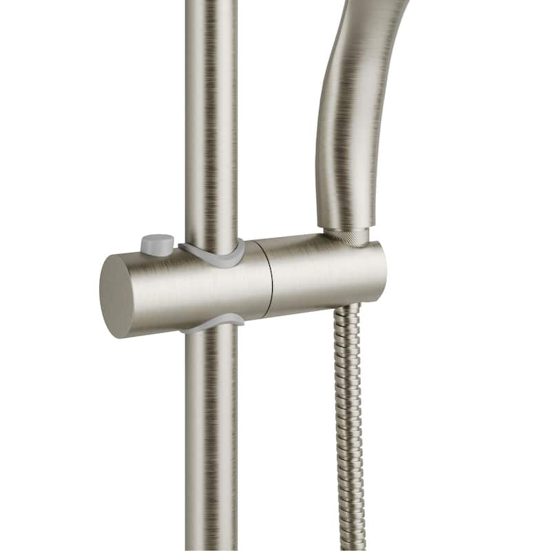 Kauai III 8-in Rain Showerhead Shower System with Slide Bar and Integrated Soap Dish