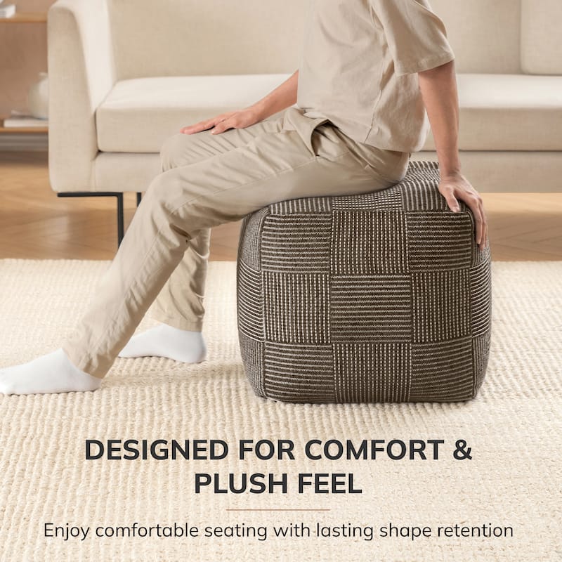 Jani 20-inch Ottoman Pouf - Handcrafted Handmade Ottoman for Seating, Footrest, Home Decor for Living Room, Bedroom