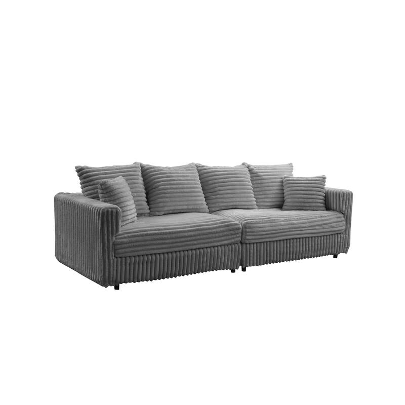 104.3" Plush Corduroy Cloud Couch, Modular Sectional Sofa with Pillows, Deep Seat Convertible Lounge Chair for Apartment
