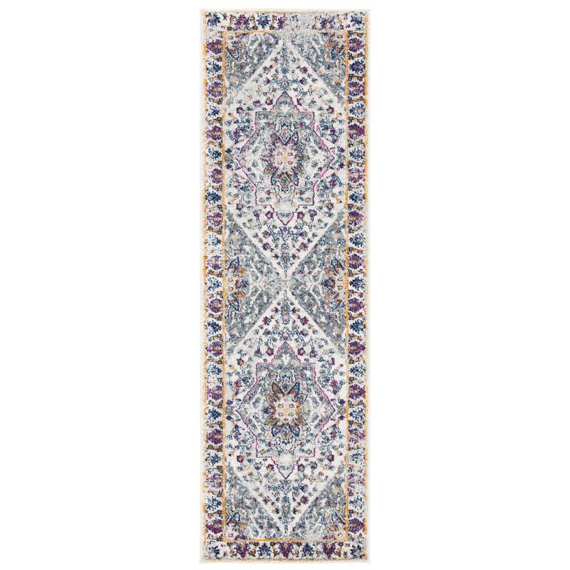 SAFAVIEH Evoke Slavenka Vintage Boho Medallion Rug - 2'2" x 7' Runner - Ivory/Grey