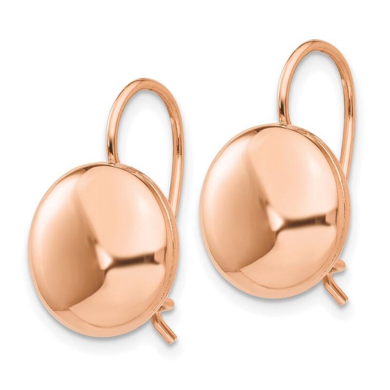 Curata 14k Rose Gold Polished Button Kidney Wire Earrings - 12x12mm