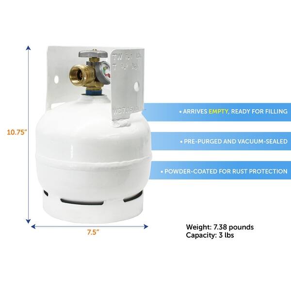 Flame King 3LB Steel Propane LP Tank Cylinder with Gauge & OPD Valves ...