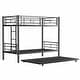 preview thumbnail 39 of 41, Metal Twin over Twin Bunk Bed with Trundle and Guardrail, Silver
