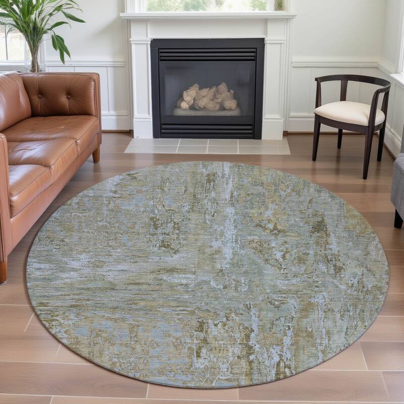 Premium Washable Super Soft Contemporary Ombre Mayfield Rug - Khaki - 8' x 8'