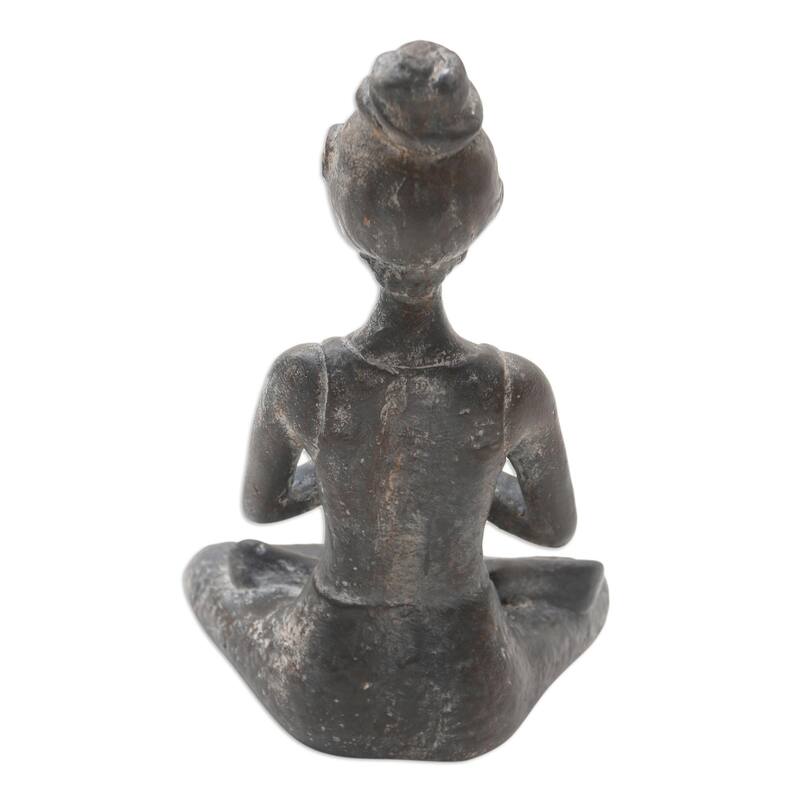 Novica Handmade Asana Pose In Brown Cement Statuette