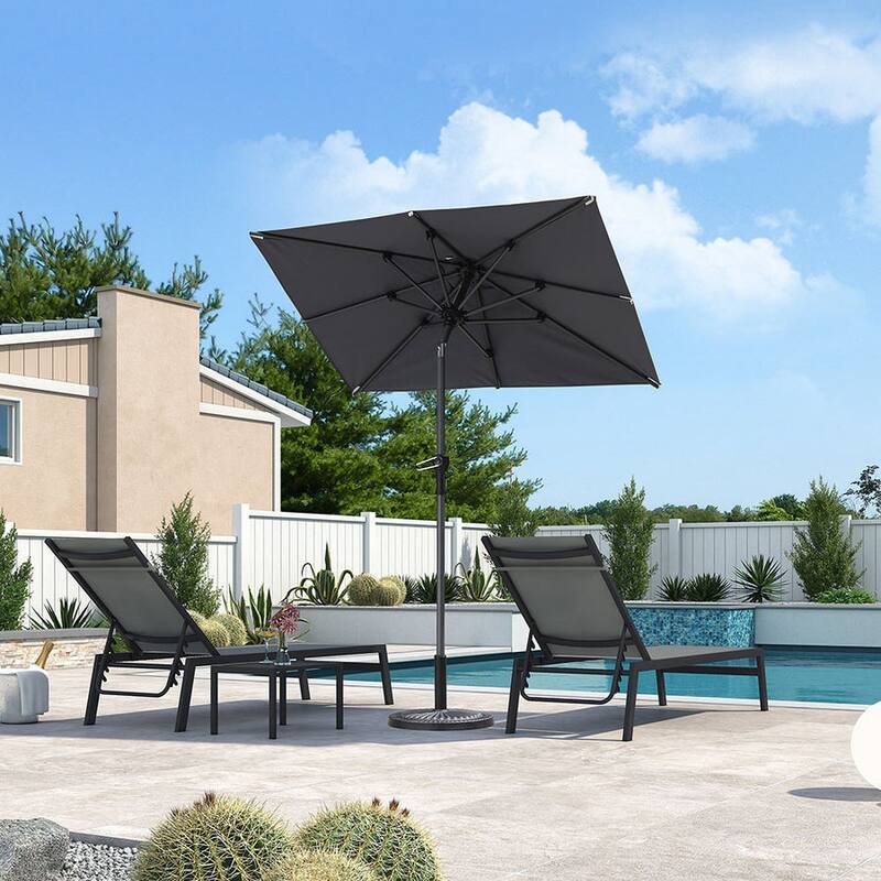 PURPLE LEAF Heavy-duty Crank and Tilt Table Umbrella Outdoor Patio Market Umbrella