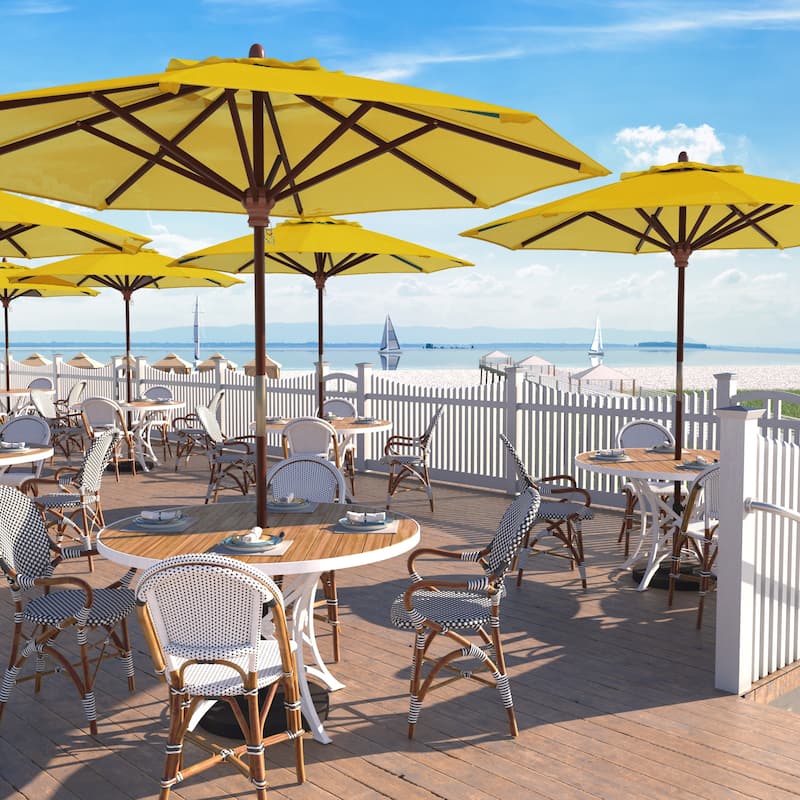 California Umbrella 9-ft. Round Marenti Wood-framed Olefin Patio Umbrella (No Base) - Lemon