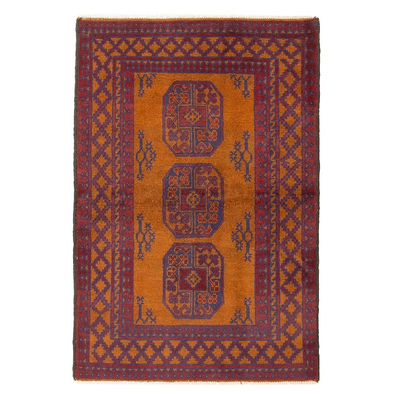 ECARPETGALLERY Hand-knotted Afghan Brown Wool Rug - 3'3 x 4'10 - Brown - 3'3 x 4'10