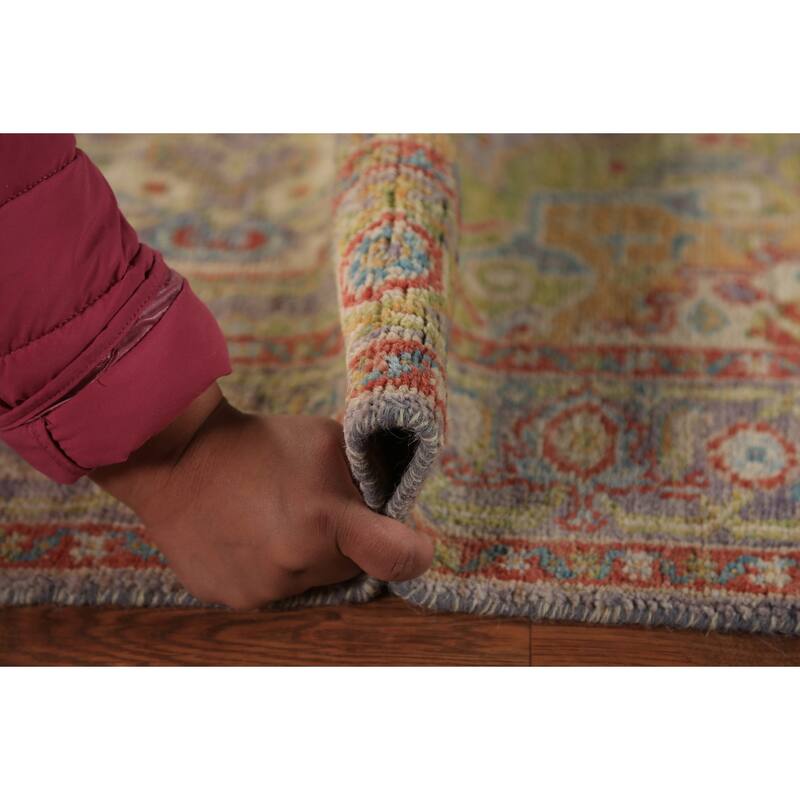 Vegetable Dye Heriz Serapi Oriental Rug Hand-Knotted Grey Wool Carpet - 3'0"x 4'9"