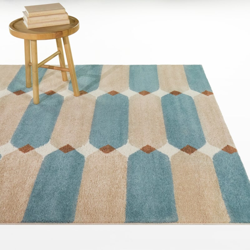 Barlow Southwest Modern Area Rug - Blue/Beige - 5'3" x 7'