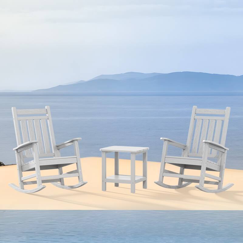 Outdoor Patio HDPE Rocking Chiar, Extra Wide Seat & Backrest