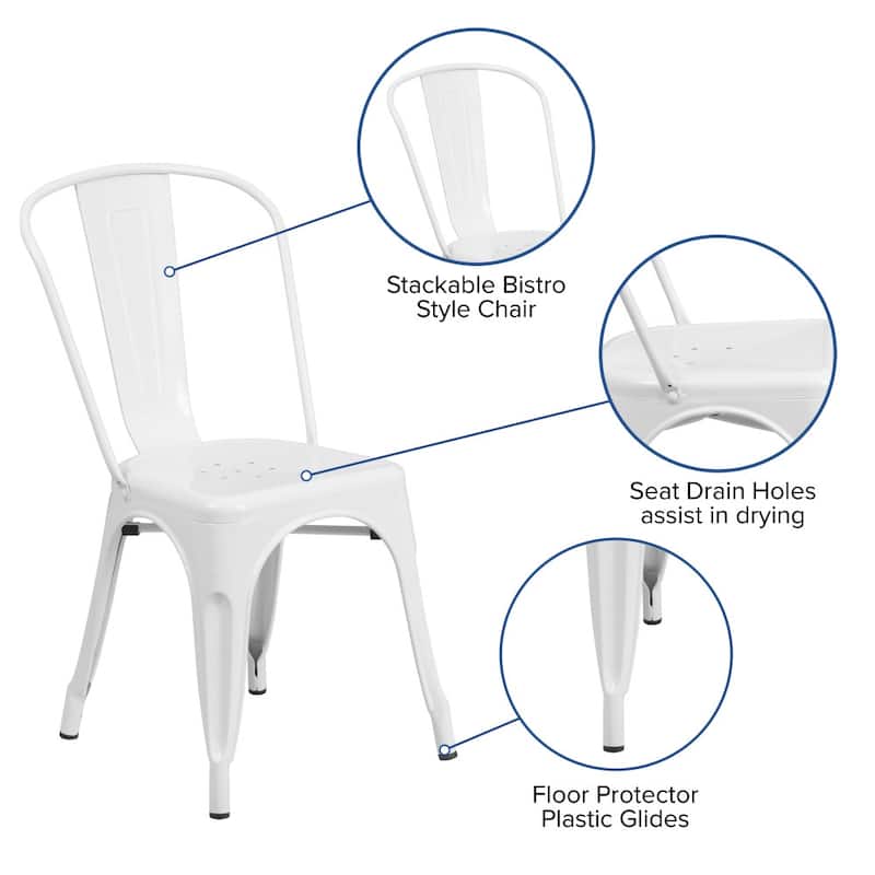 Metal Indoor/ Outdoor Stackable Bistro Chair (Set of 4)