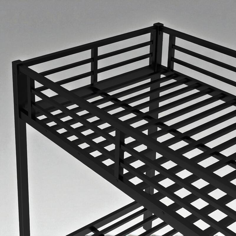 Twin XL over Twin XL/Full over Full Metal Bunk Bed with Twin Size Trundle, Black - Strong and Stable