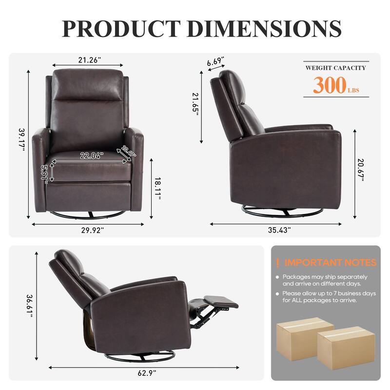 Modern Swivel Recliner Chair with Glider Rocking Motion High Back PU Leather Upholstery