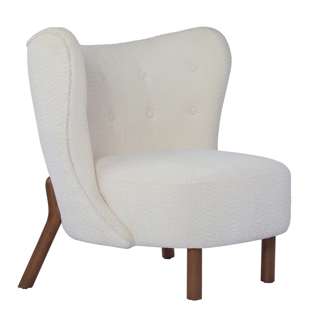 Side Chair Vanity Chair Distinctive Office Chair Off White Reception Chair Corner Chair with Wood Legs