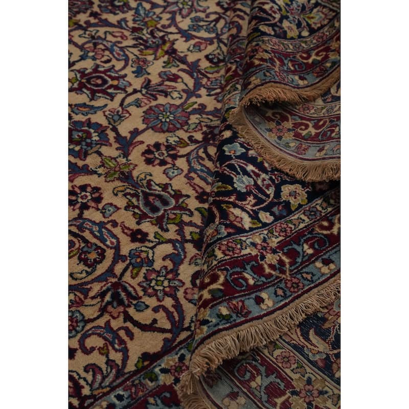 Hand Knotted Oriental 100% Wool Carpet Traditional All-Over Beige & Ivories Kerman Area Rug - 16' 6'' X 11' 2''