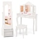 preview thumbnail 1 of 16, Costway Kids Vanity Set Princess Makeup Dressing Table & Chair Set - See Details White
