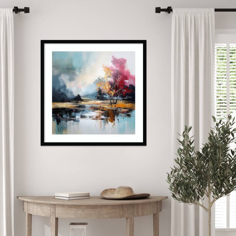 Abstract Reflections of the Landscape by Tradelink inhouse artist Wood Framed Wall Art Print - Svelte Noir Black