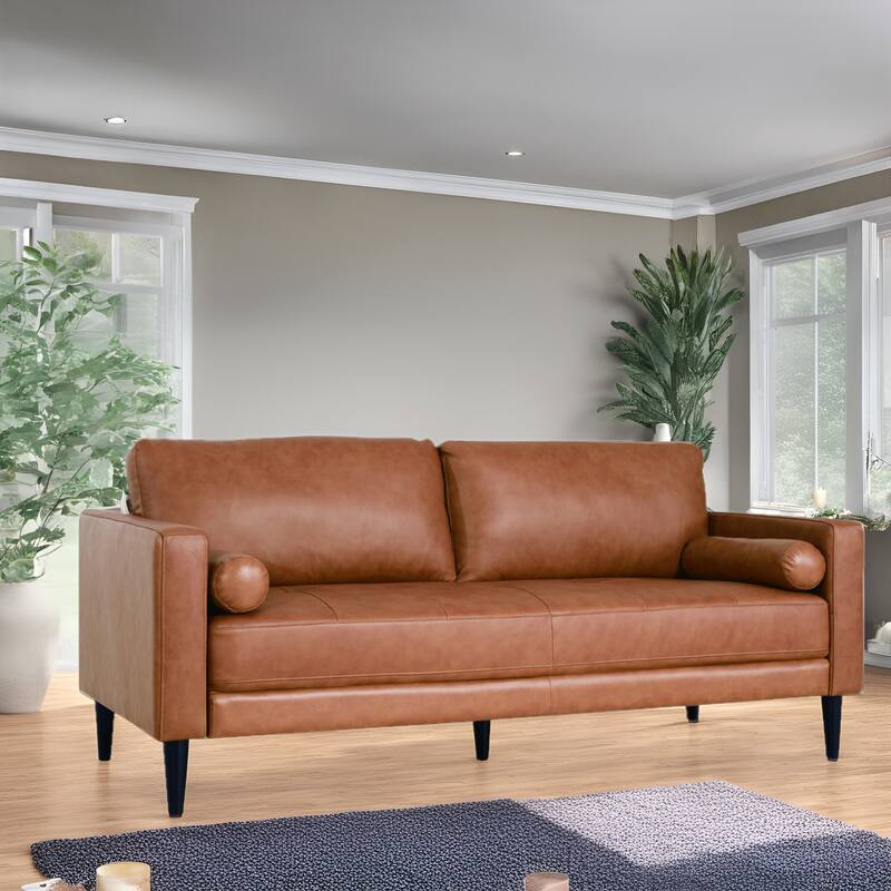 Genuine Leather Sofa Set – Mid-Century Modern Chair, Loveseat & Sofa with Luxurious Comfort